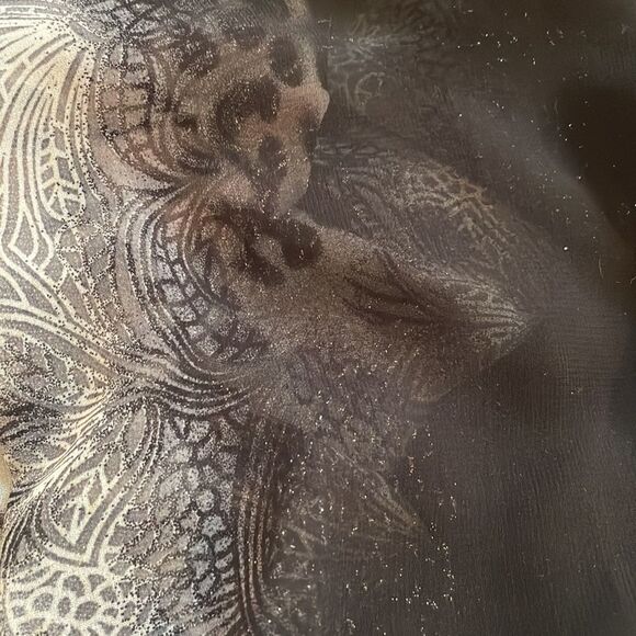 Gena polyester chiffon black & white wrap scarf - Picture 5 of 10